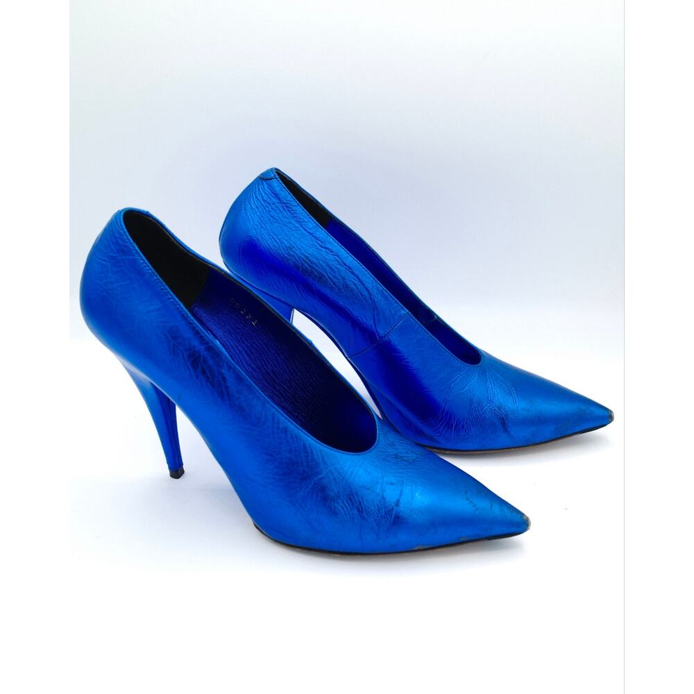 Balanciaga Blue Metallic Pumps 38.5 - Picture 2 of 6